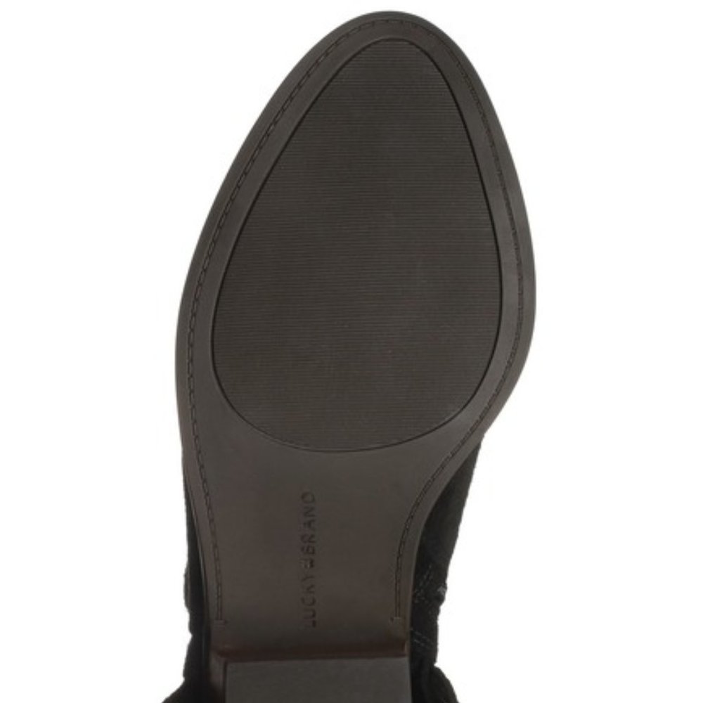 Lucky Brand Felisie Black Suede Fringe Booties - Picture 3 of 8